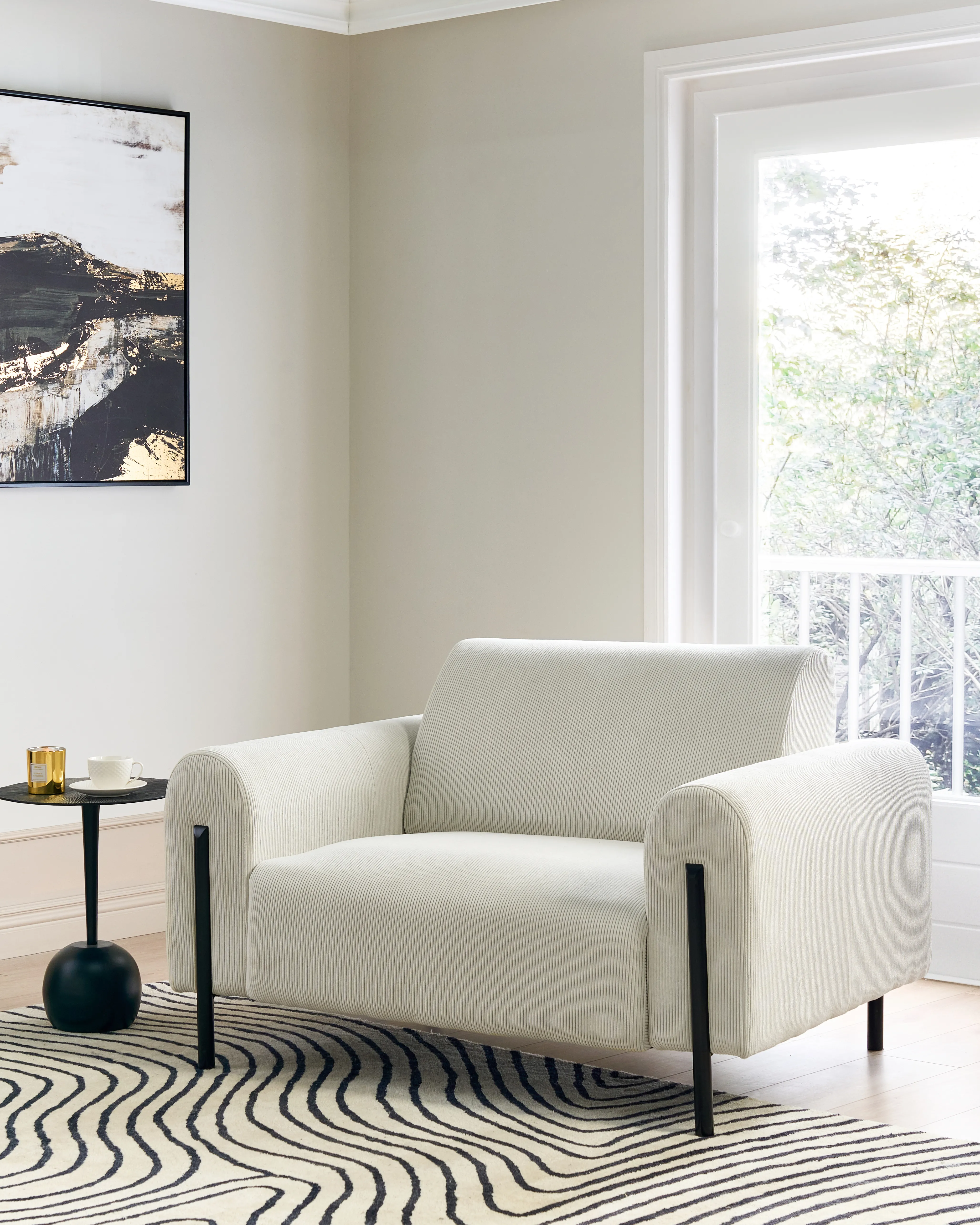 Fauteuil ASKIM Corduroy Gebroken wit