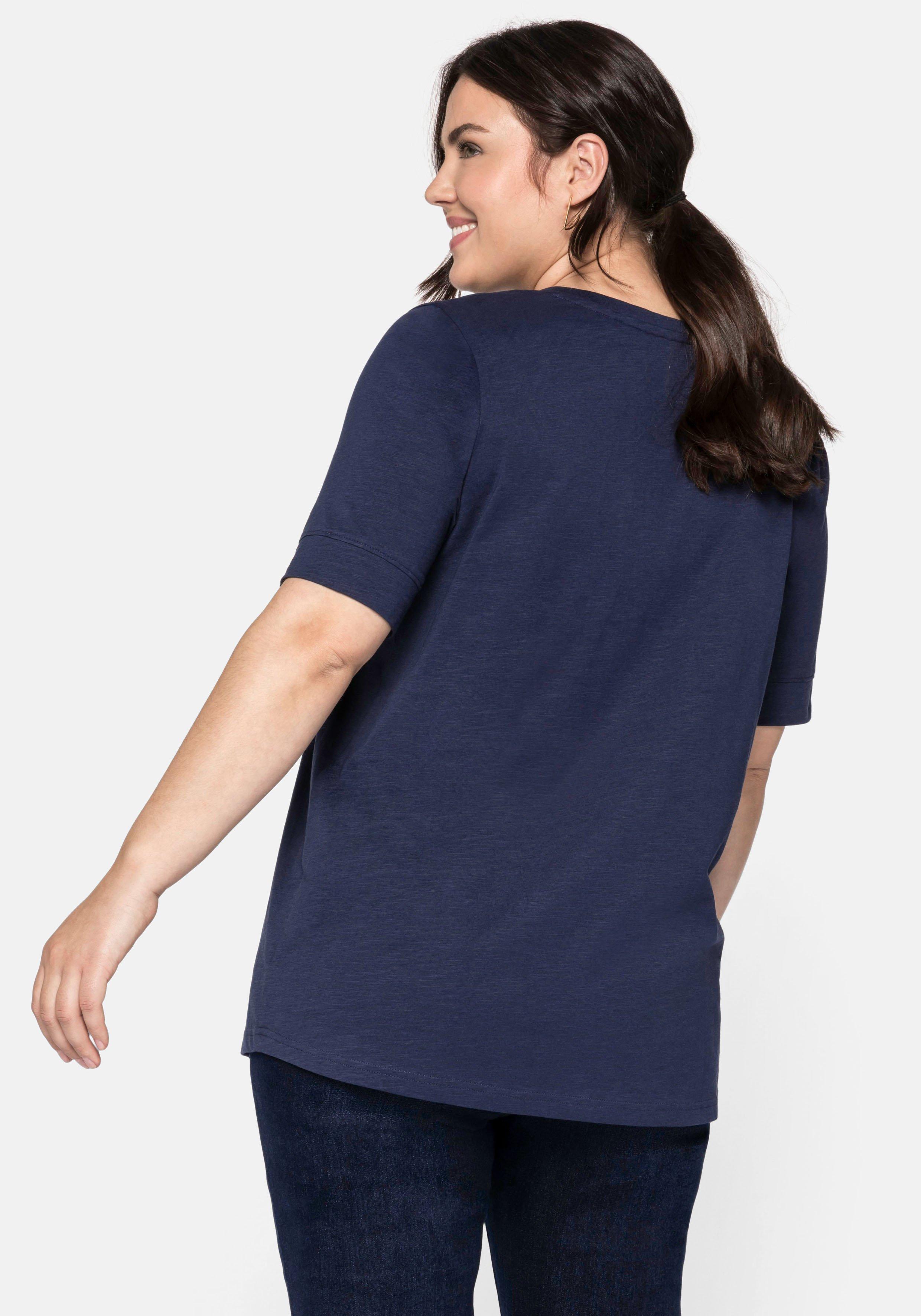 T-Shirt mit gesteppter Falte vorn, aus Jersey