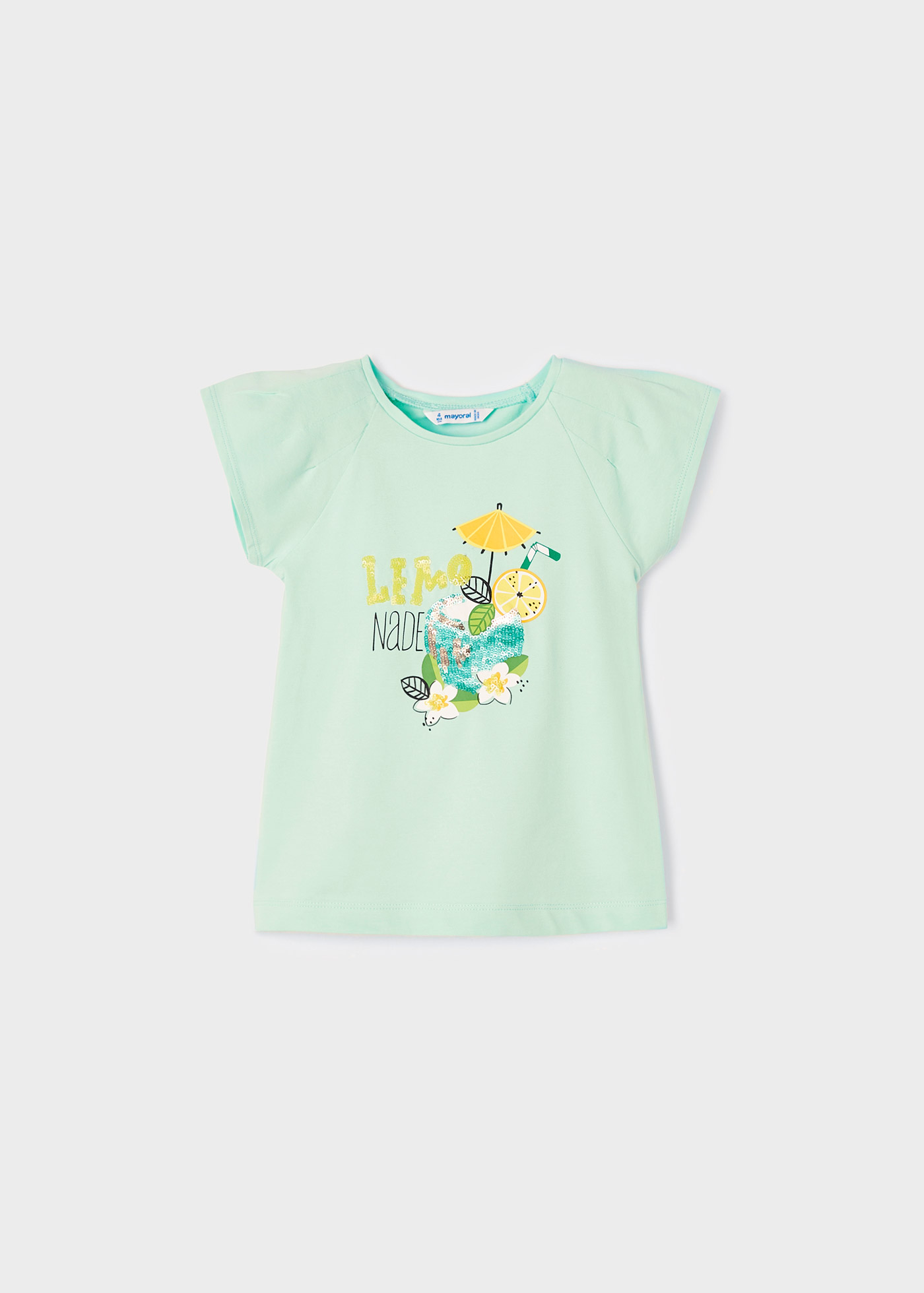 Camiseta de algodão de manga curta com estampa para meninas