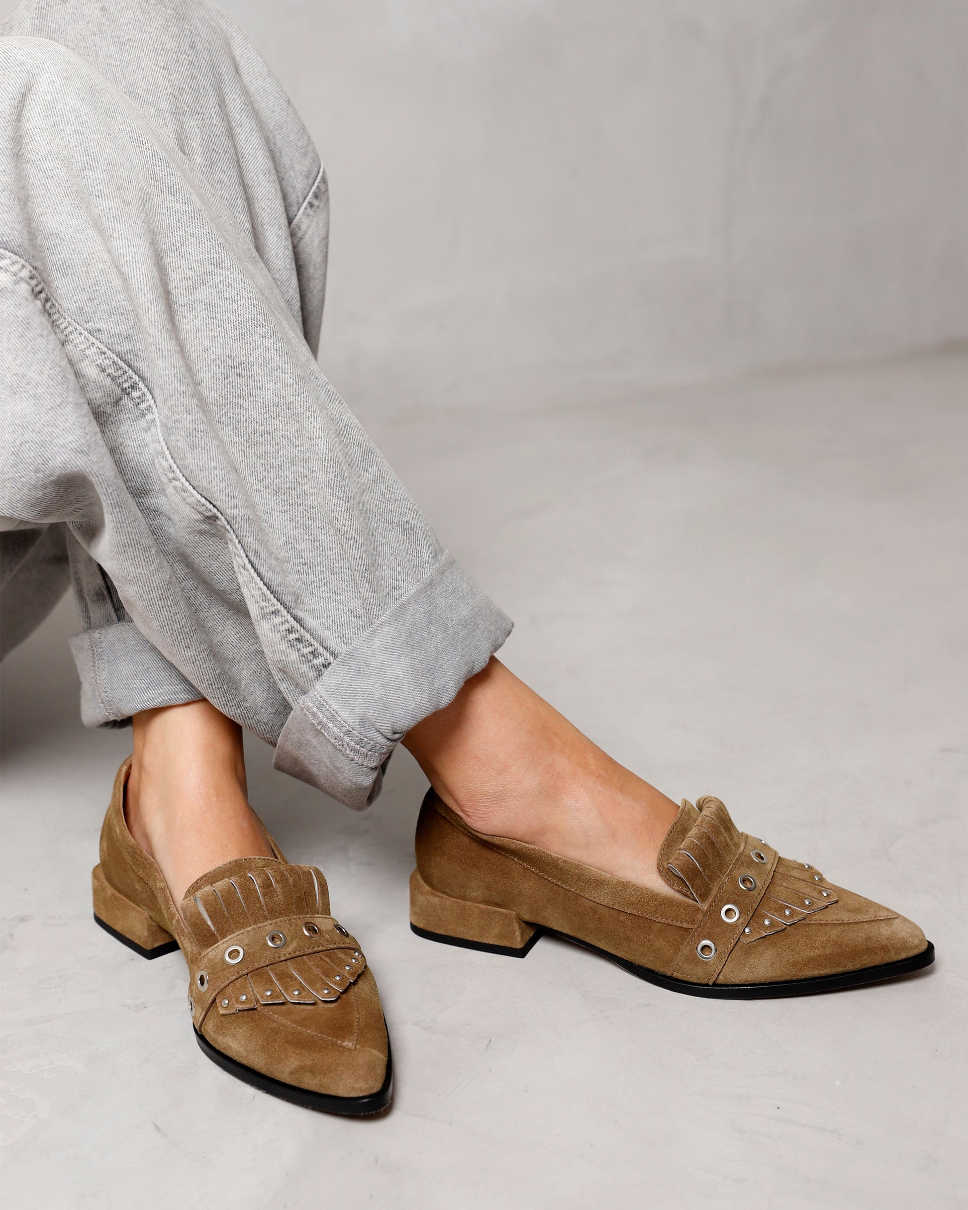 VIA VAI khaki dames loafers Jazz Emily