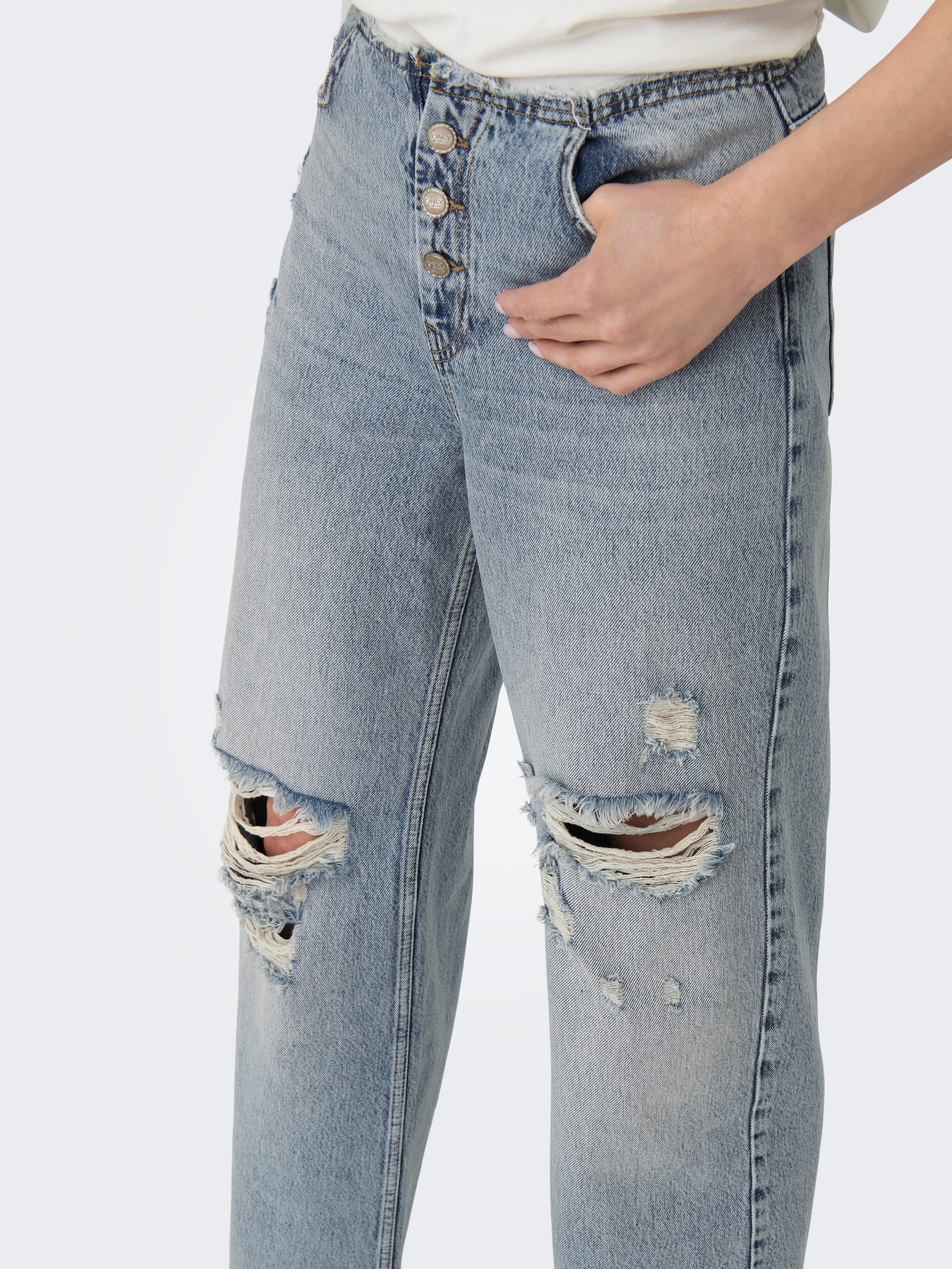 ONLKIKI Hohe Taille Weiter Beinschnitt Jeans Medium Blue Denim
