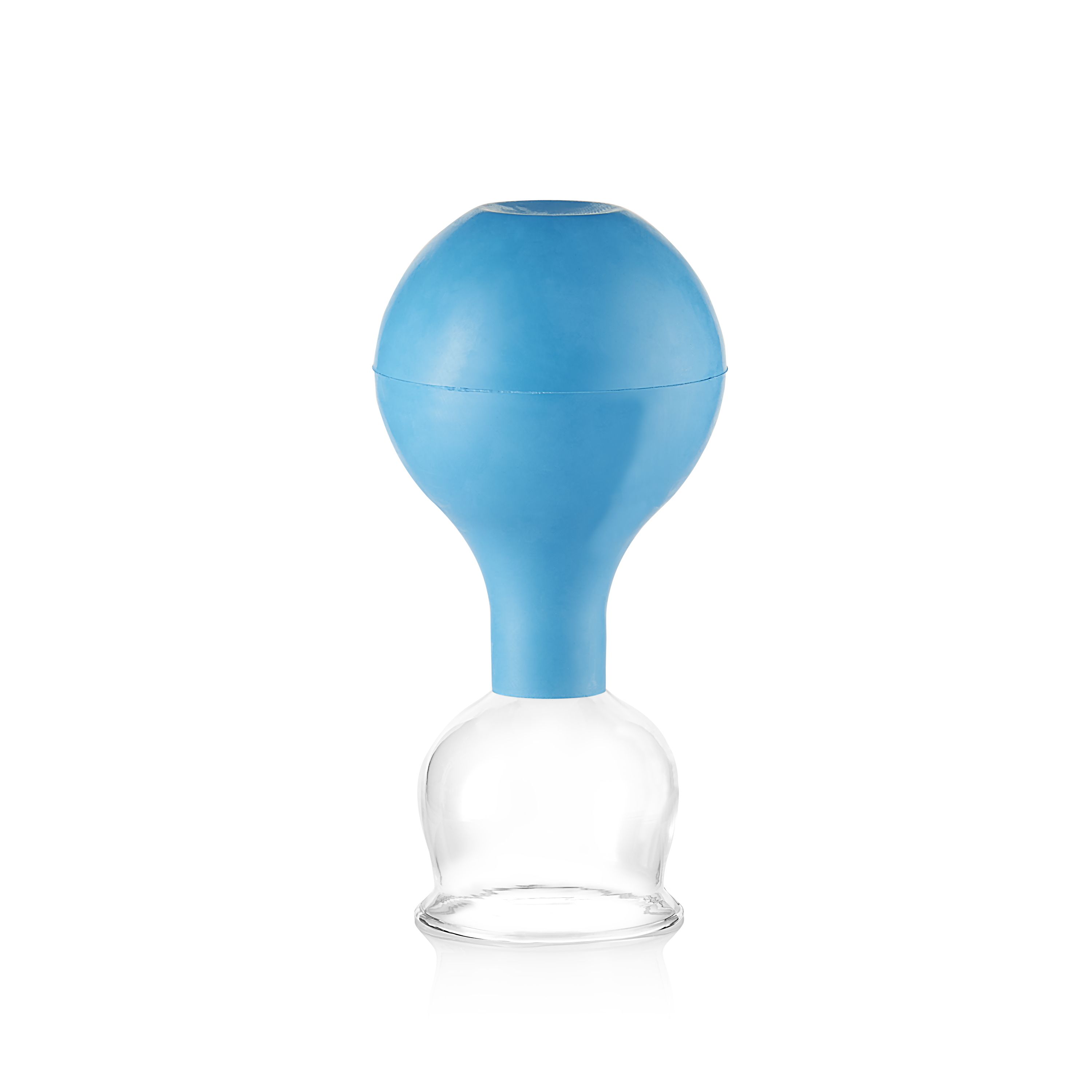 Pulox Schröpfgläser aus Echtglas mit Saugball - Set Trio groß in Blau: 40mm, 52mm, 62mm