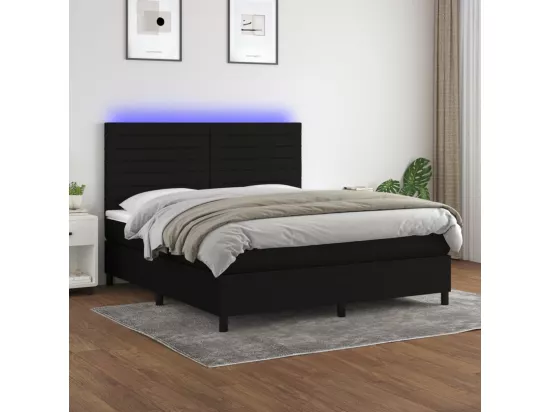 Sommier tapissier avec matelas et LED Noir 160x200 cm Tissu