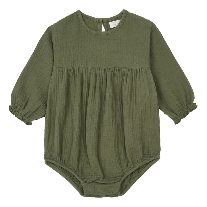 The Simple Folk Barboteuse Coton Bio Meadow | Vert kaki