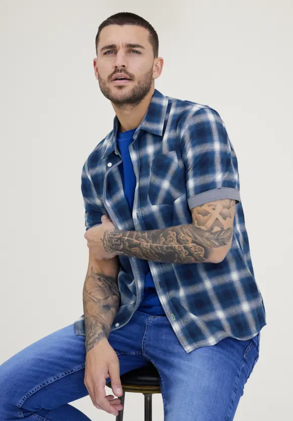 Hemd mit Karomuster - indigo blue