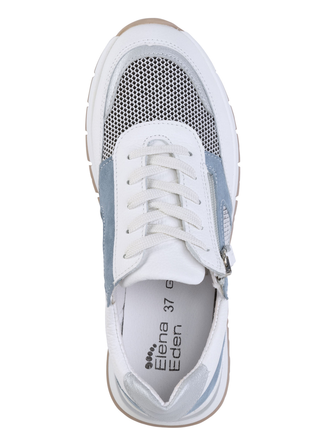 ELENA EDEN Sneaker aus Nappa-, Veloursleder und Textil in Netzoptik