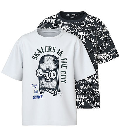 Name It T-Shirt - NkmVeldo 2er-Pack - Navy Blazer/Bright White