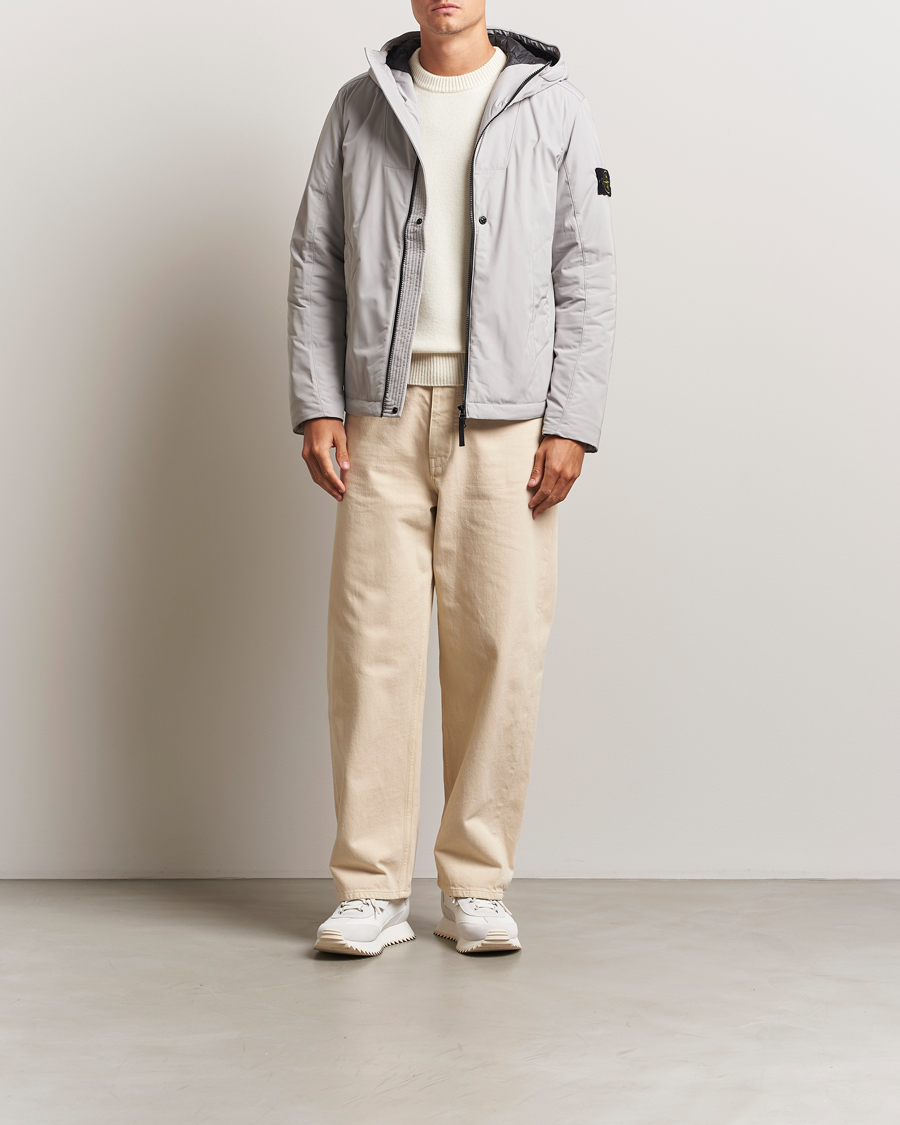 Stone Island Micro Twill Primaloft Padded Hood Jacket Pearl Grey