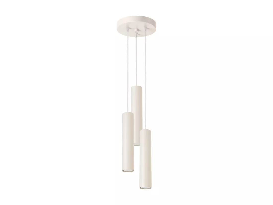 Lampe à suspension Lagos grenier en acier - 3 sources lumineuses - L.19,5 x H.108 cm - beige