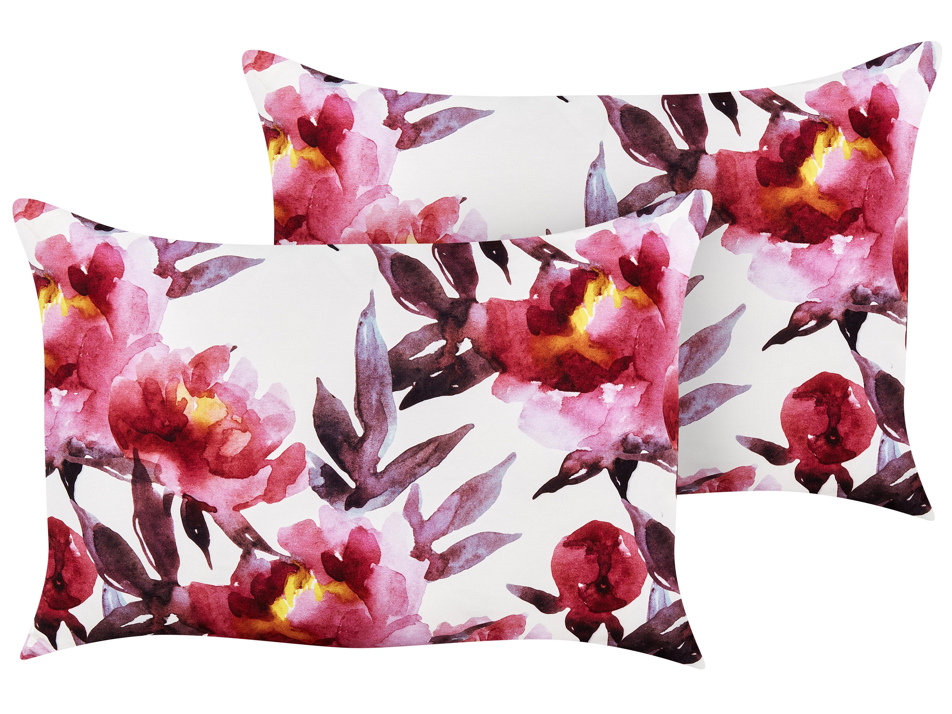 Set van 2 tuinkussens LANROSSO bloempatroon 40 x 60 cm Roze