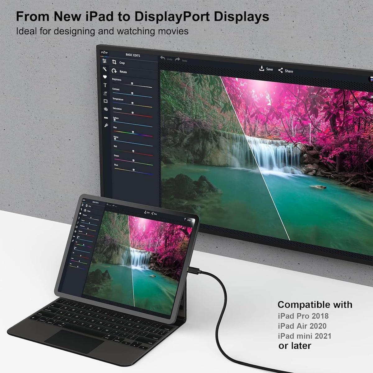 NÖRDIC 0,5m USBC til DisplayPort Cable UHD 4K 60Hz 21.6Gbps DP Alt-modus 1.2 HDCP, aluminium Kontakt informasjon Grå