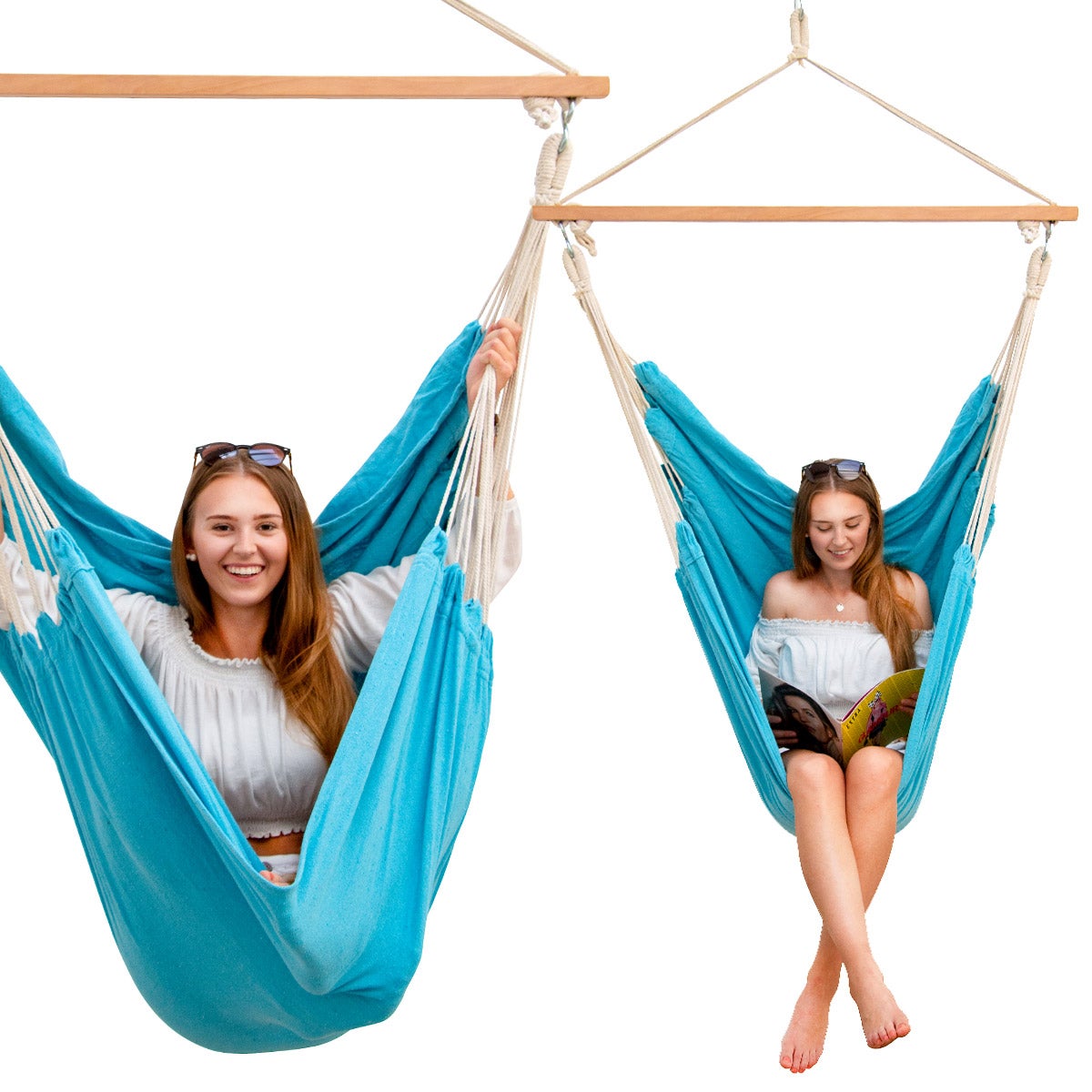 XL Hangstoel Relaxstoel 185x130cm in Pacific Blue tot 150kg