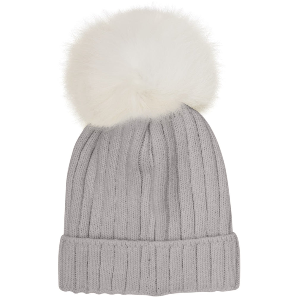 Køb Huttelihut Medium Grey Melange Hue Strik Alpaca Pompom