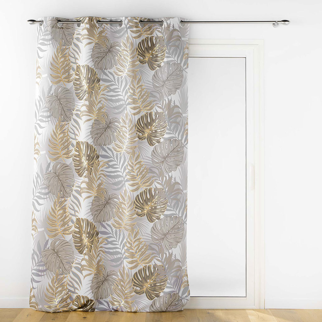 Rideau imprimé à œillets polyester MOGADOR doré 140x260cm