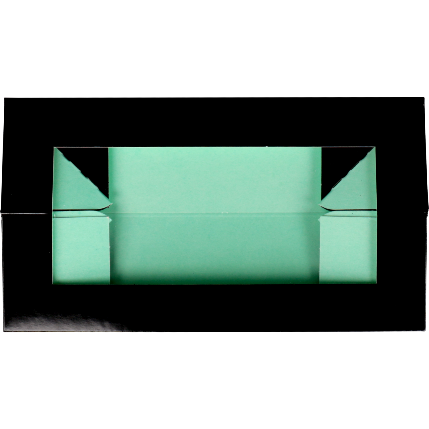 Macarondoosje, karton + PP, 165x47x47mm, zwart/mintgroen