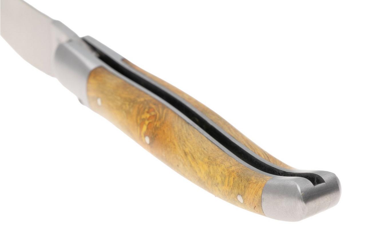 Laguiole en Aubrac Cheesewood Natural Colour, Matt Bolsters, zakmes, 12 cm