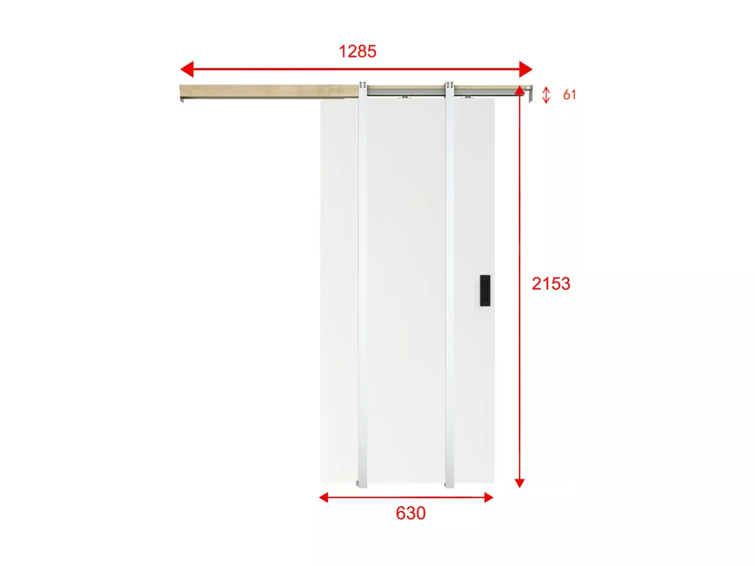 Porte coulissante avec système à galandage - H205 x L63 cm - MDF + PVC Blanc - VARIN II