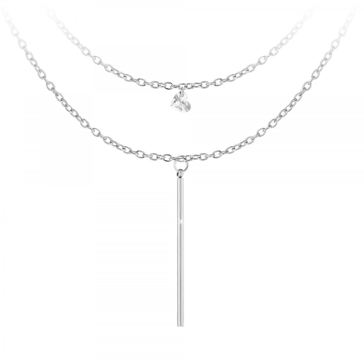 Lot de 2 colliers SC Bohème en Acier Rhodié argenté orné de cristaux scintillants