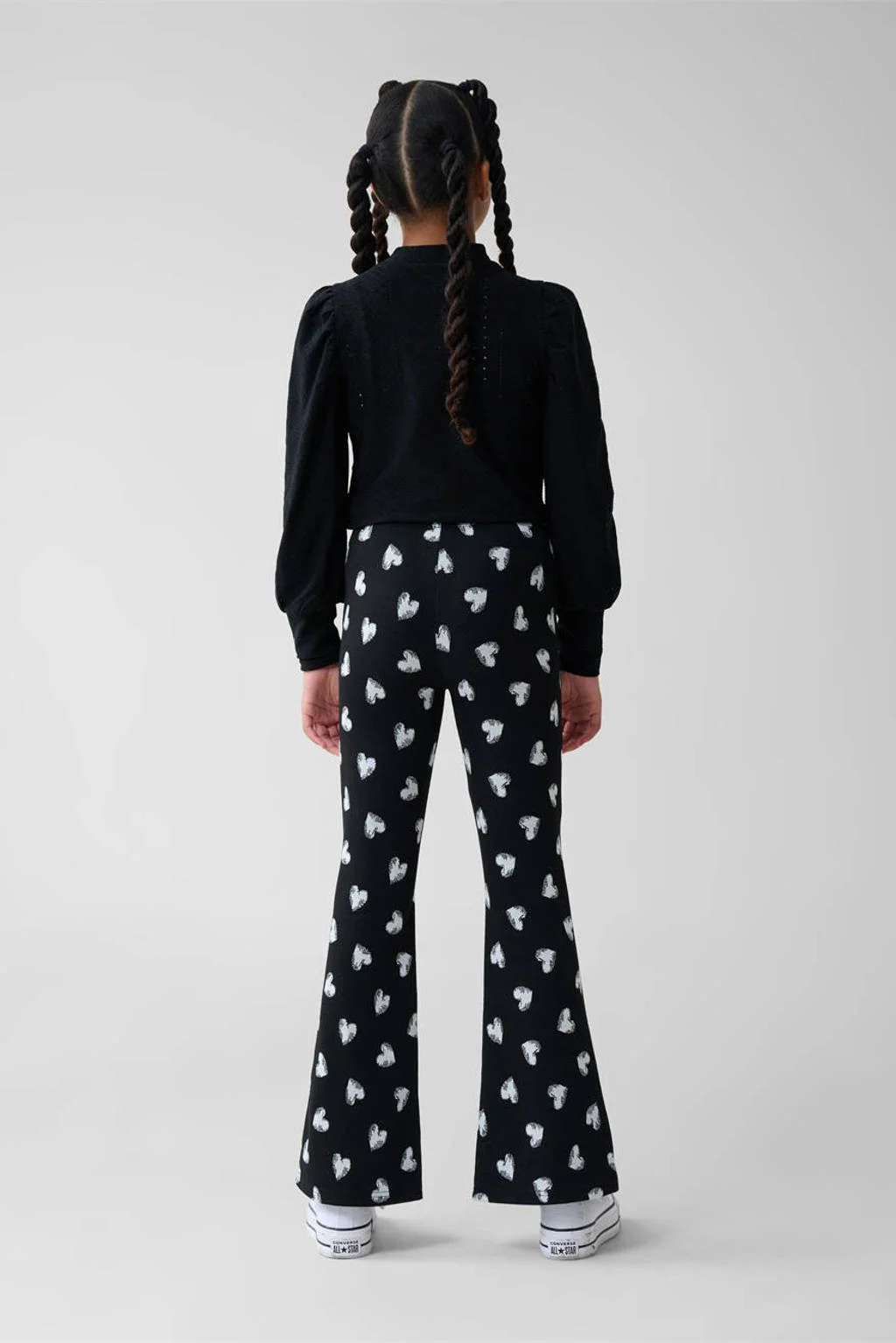 Shoeby broek met hartjes zwart/wit