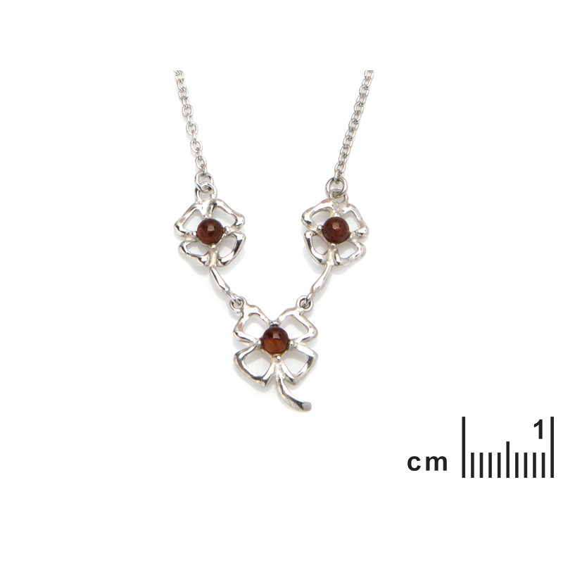 Collier argent rhodie 925 Ambre veritable de la mer Baltique
