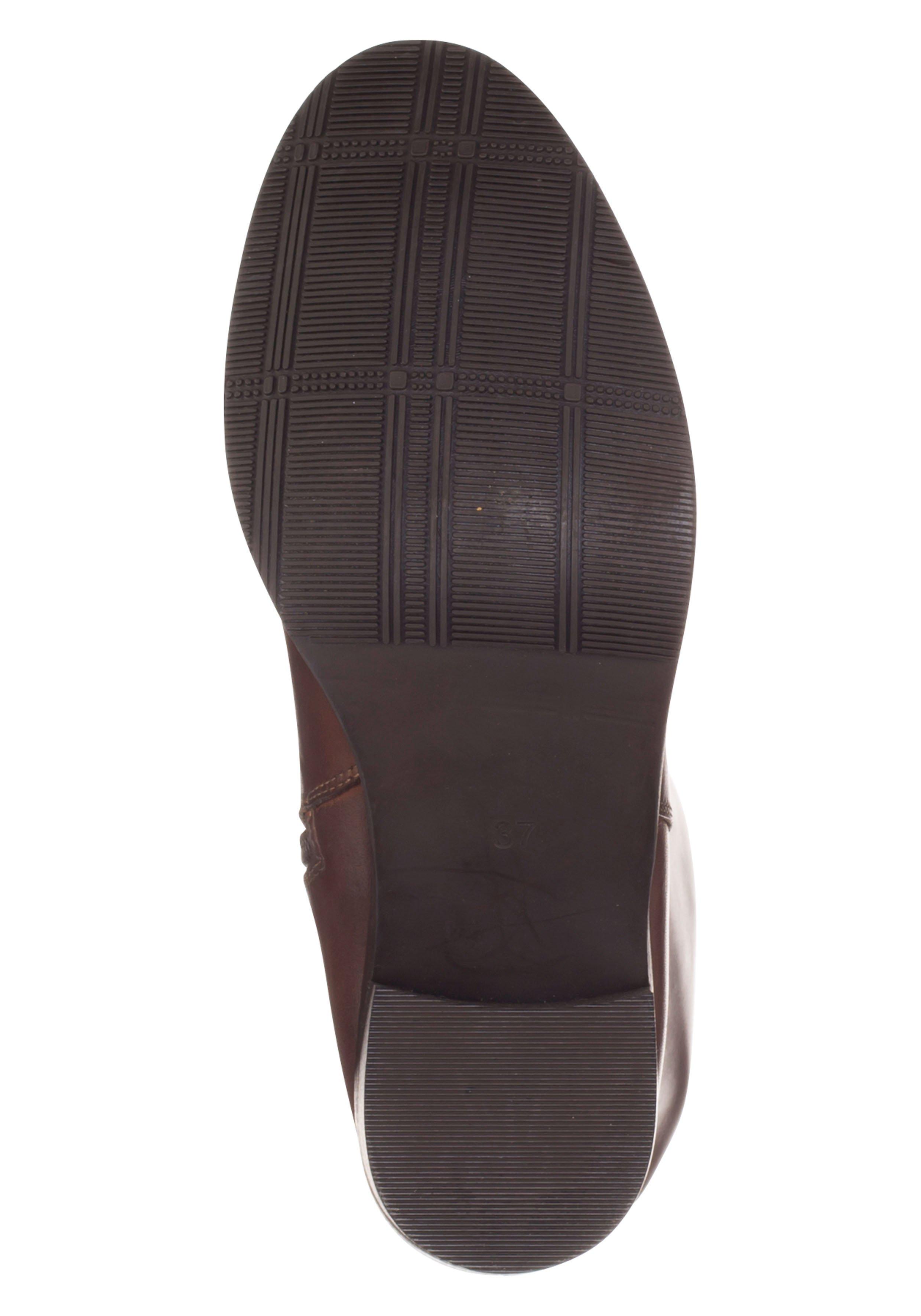 Weitschaftstiefel aus Leder mit Stretch-Einsatz