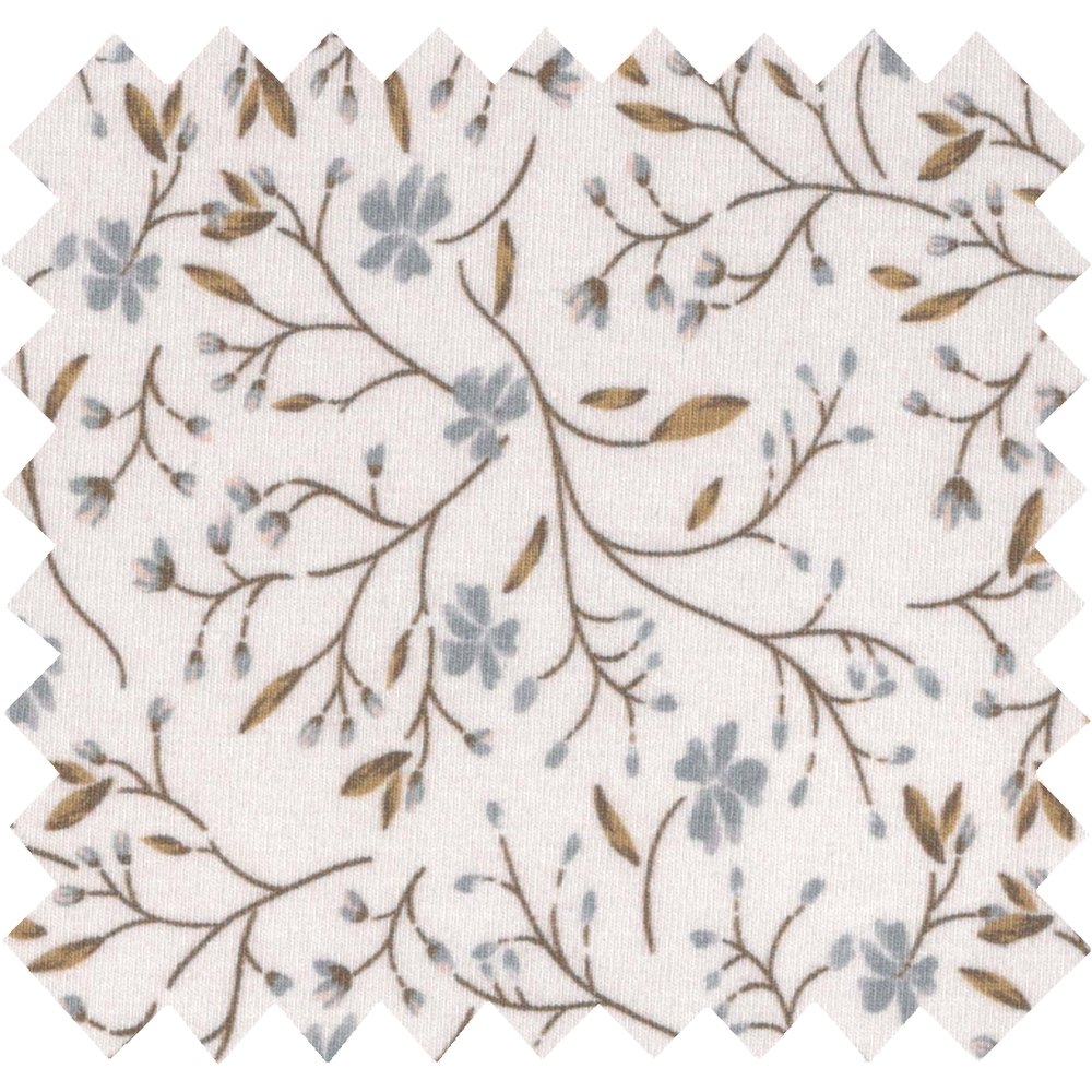 Tissu Jersey Fleuri Bleu Kaki