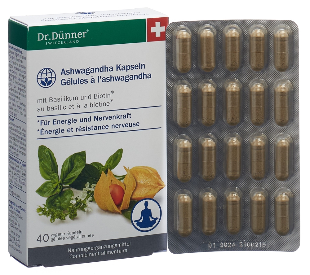 DUENNER Ashwagandha Energie + Nerven<br>40 Stück, Blister, Kapsel
