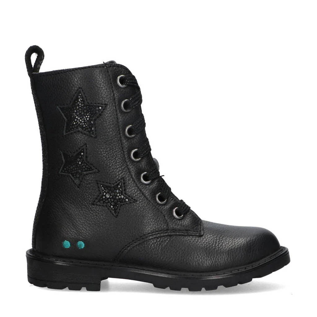 BunniesJR Hailee Happyleren veterboots zwart
