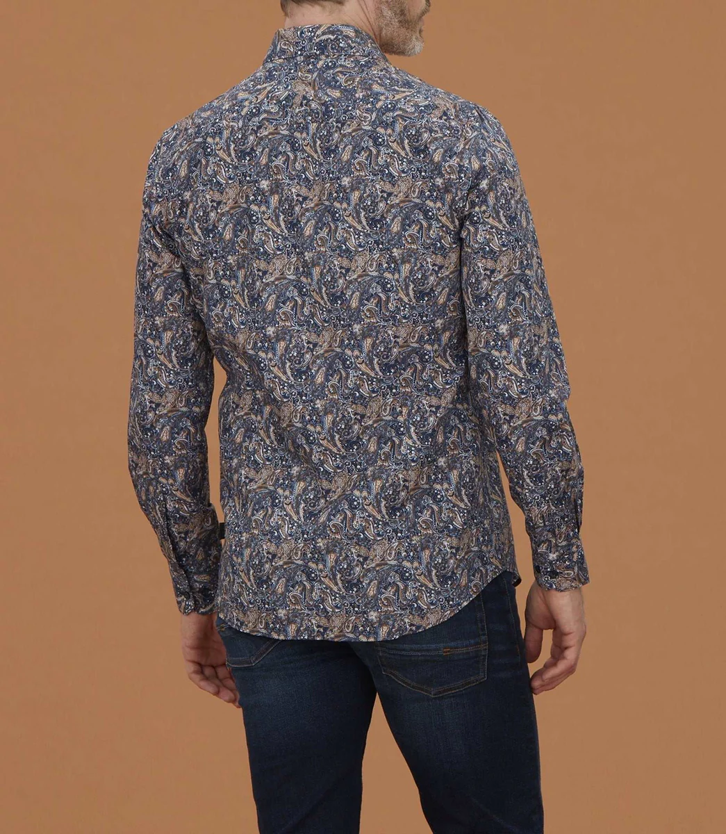 Chemise casual à imprimé cachemire camel 