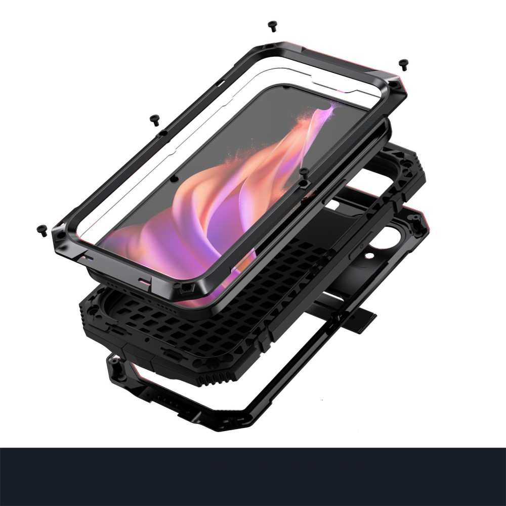iPhone 15 Hybrid Hardcase Hülle   Kickstand Aufsteller - Schwarz