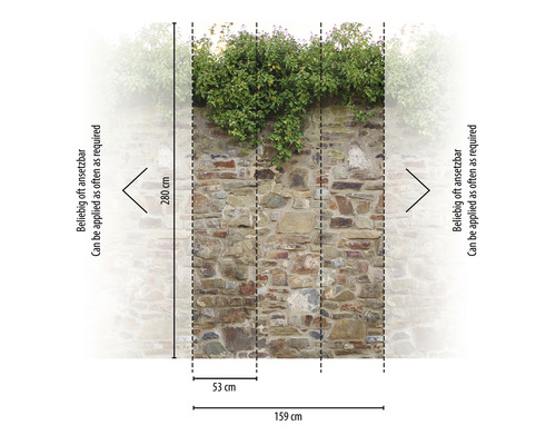 Vliesbehang 39247-1 The Wall II Broken Stone Wall Ivy Cream 3-delige set 159 x 280 cm