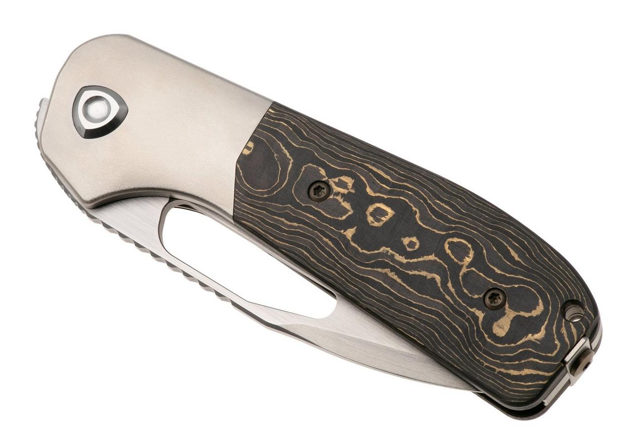 Liong Mah Field Duty 3.5 Satin S90V, Gold Camo Carbonfiber Titanium, zakmes