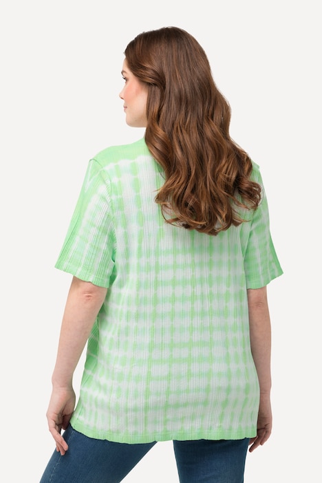 T-Shirt, Batikdruck, Struktur, V-Ausschnitt, Halbarm