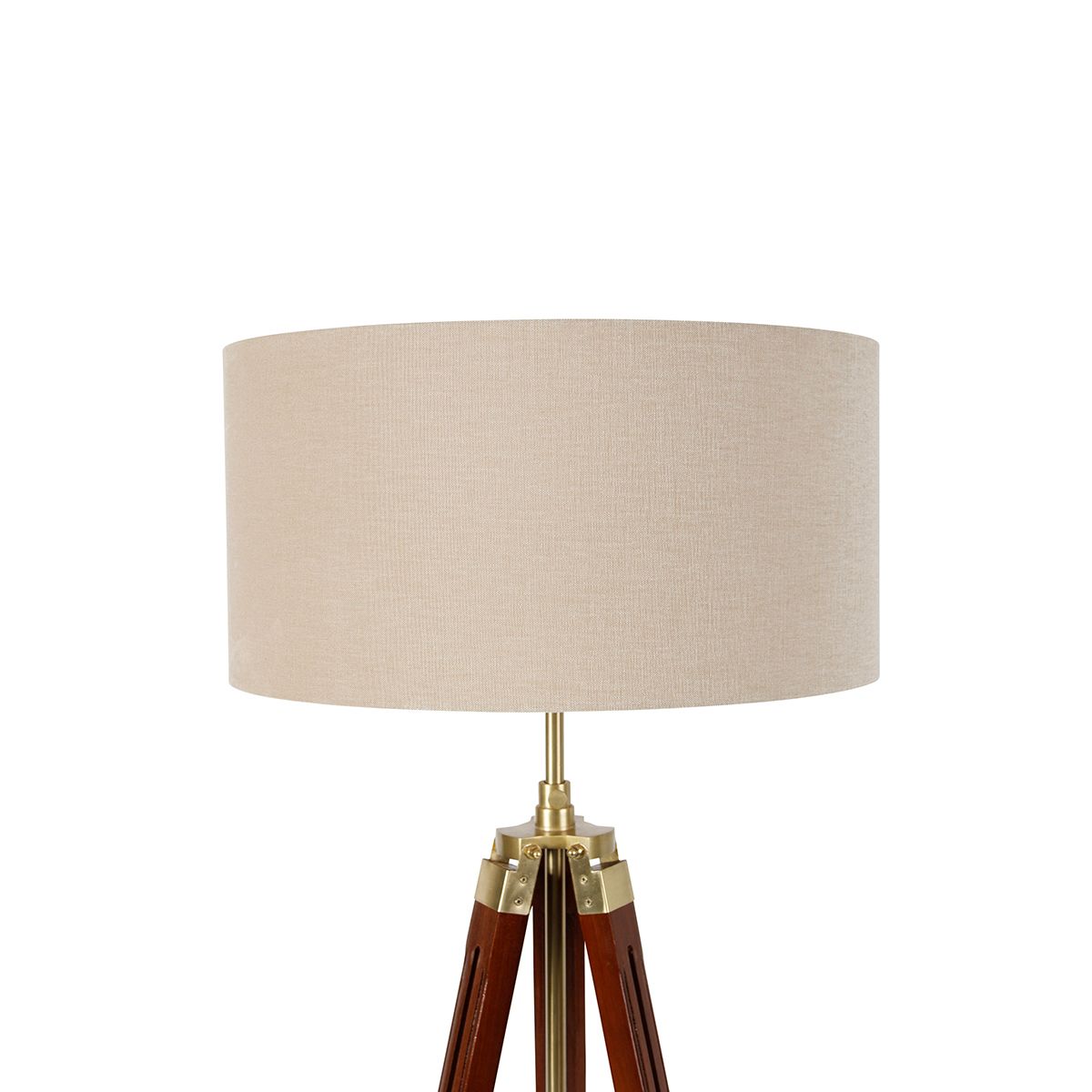 Vloerlamp messing met kap lichtbruin 50 cm tripod - Cortin