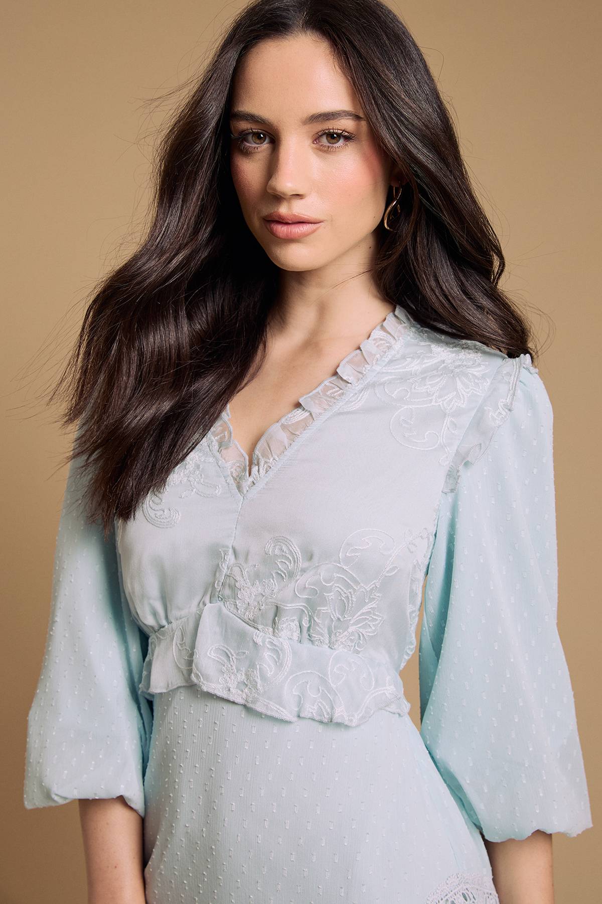 Oasis Robe Mini En Mélange De Mousseline Avec Dos Noué
