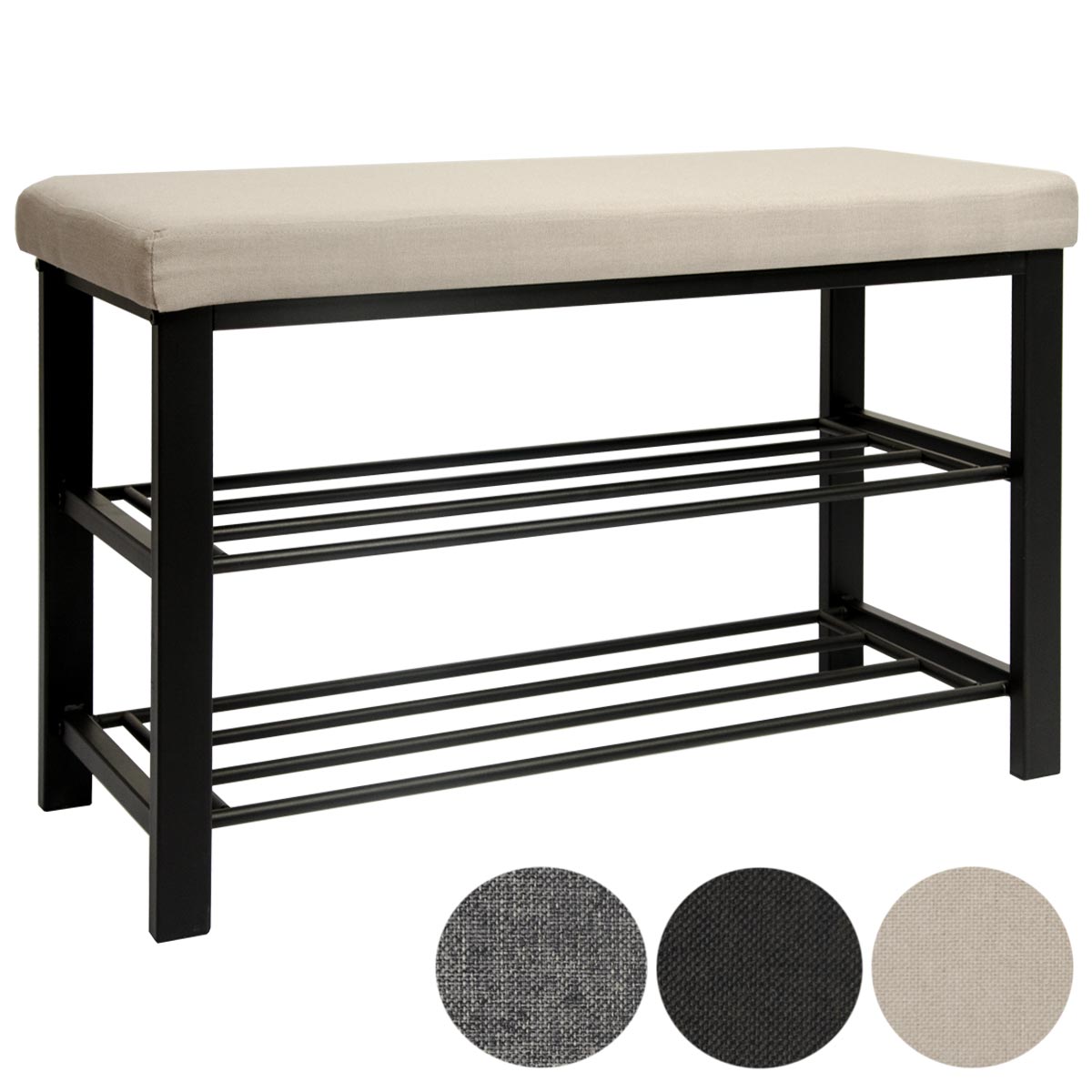 Schuhregal mit Sitzbank aus Metall 81x32x46 cm Schuhbank