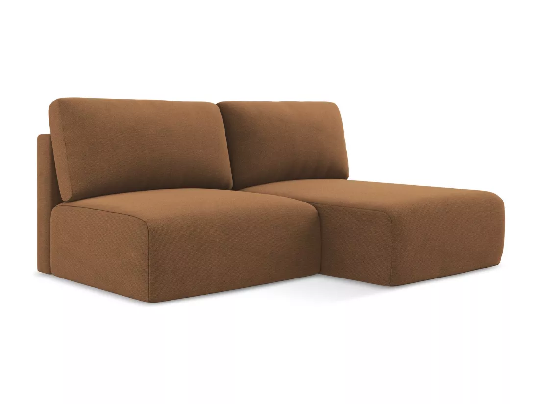 Canapé d’angle 3 places droit sans accoudoir convertible en Strukturstoff - terre cuite - KONA