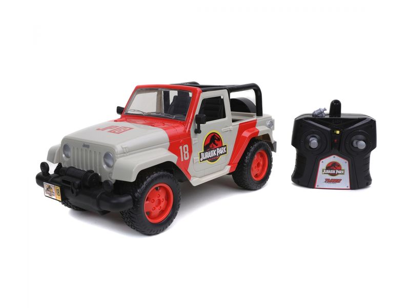 Jada Toys Jurassic Park RC Jeep Wrangler RTR, 1:16 Ferngesteuerter Jeep Wrangler Geländewagen im Jurassic Park Design