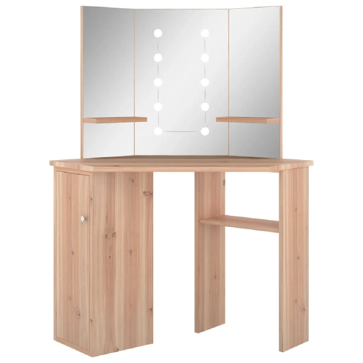 vidaXL Coiffeuse d'angle avec LED - Chêne