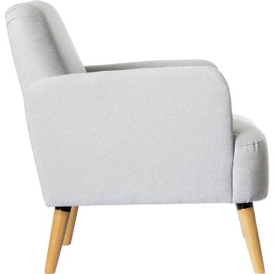 Fauteuil d'accueil BROOKS avec accoudoirs - pieds en hêtre massif - gris clair