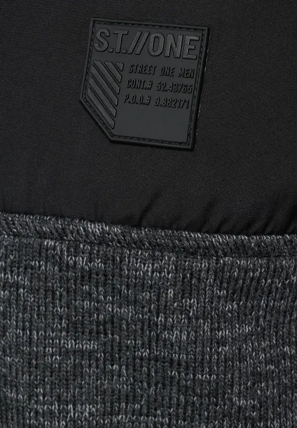 Troyer im Materialmix - storm grey melange