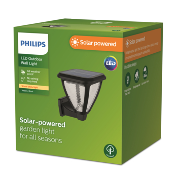 Philips solar wandlamp Vapora zwart