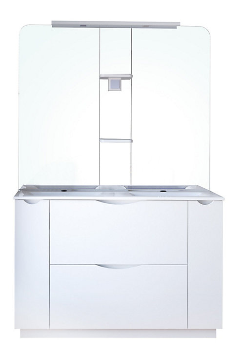 Meuble de salle de bains à poser H.185 x l.120 cm, blanc, Palermo