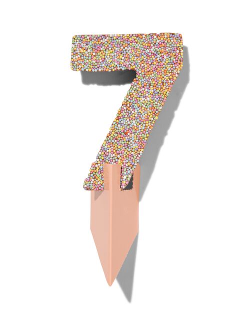 chiffre de fête 7 en chocolat avec perles multicolores