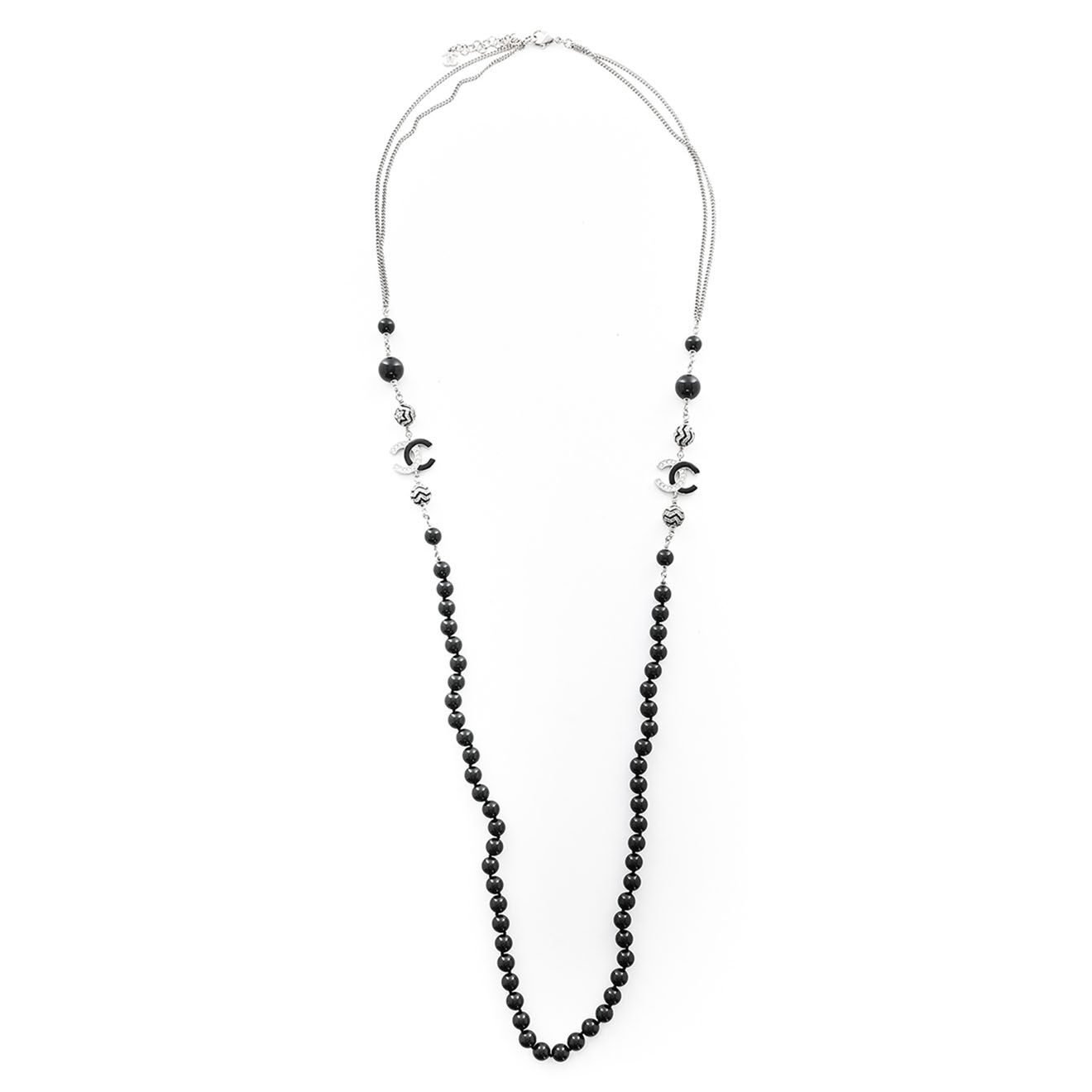 Chanel Sautoir Perles et Strass noir - Neuf sans étiquette