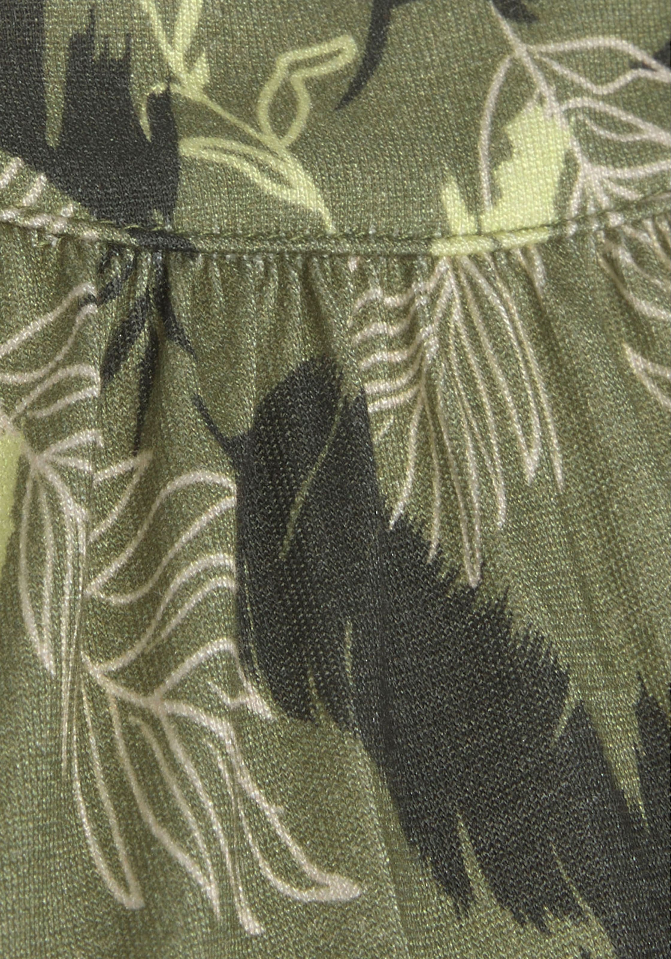 s.Oliver Overall , mit Blätterdruck und breitem Smokeinsatz, sommerlicher Jumpsuit