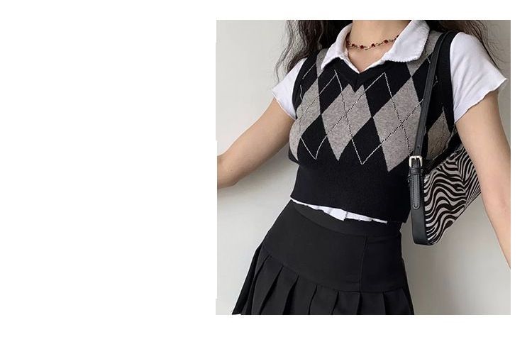 Robynn - Argyle Print Trui Vest