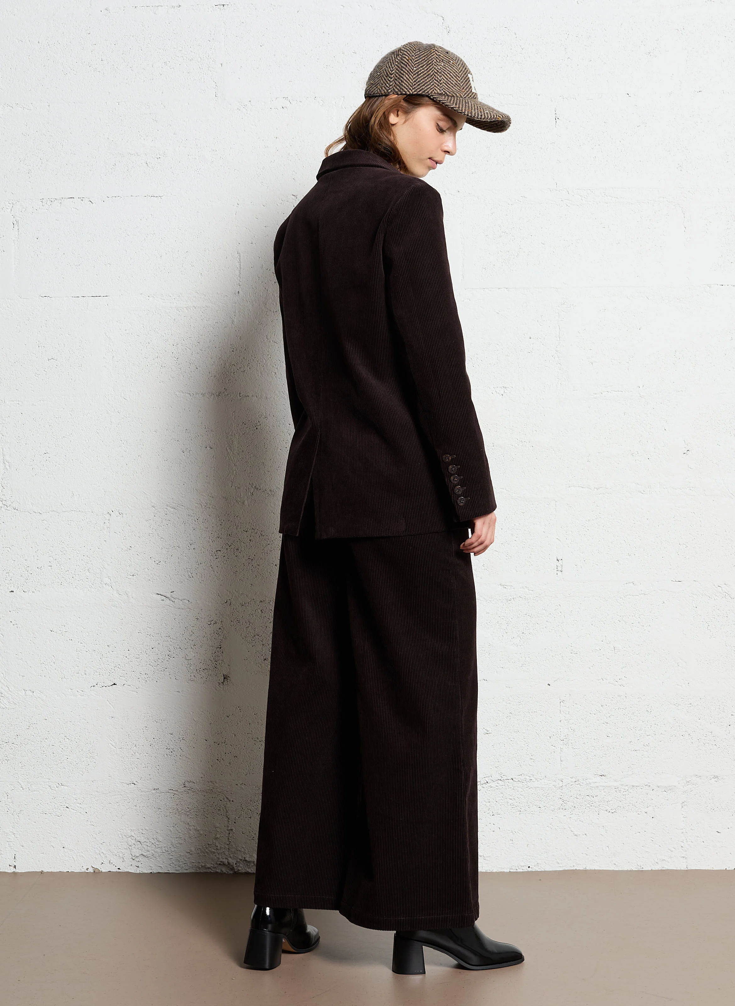 RANSTIN - Pantalon large en velours côtelé | Marron