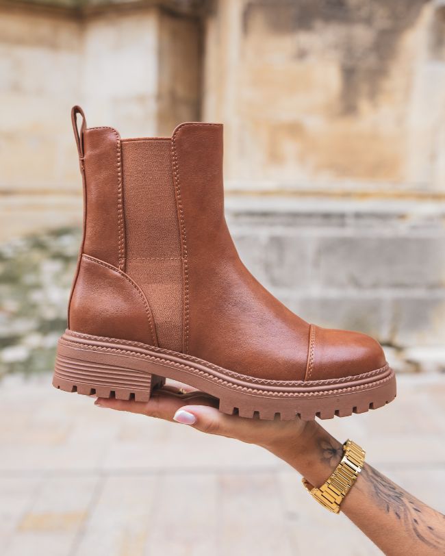 Bottines femme camel semelle crantée - Liora