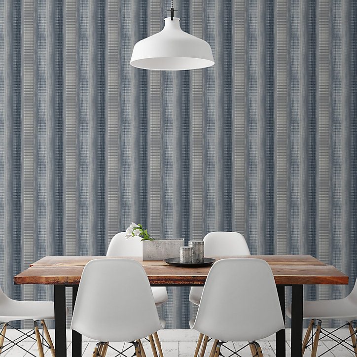 Papier vinyle sur intissé GoodHome Reiter gris et bleu